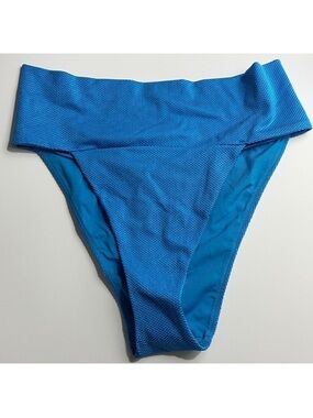 Aerie • NWT Shine Pique Vibrant Blue High-Waisted Bikini Bottom